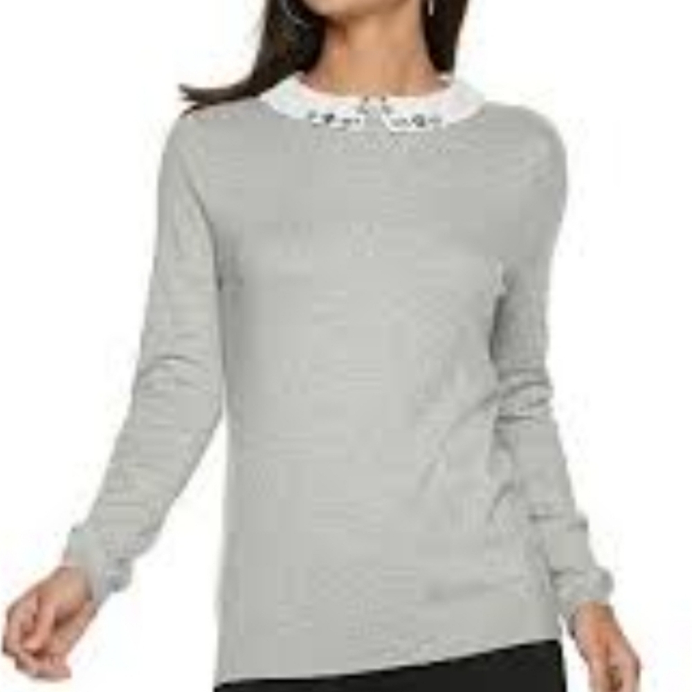 ELLE | Soft Girl Knit Academia Sweater Peter Pan Coquette Beaded Collar | XXL‎